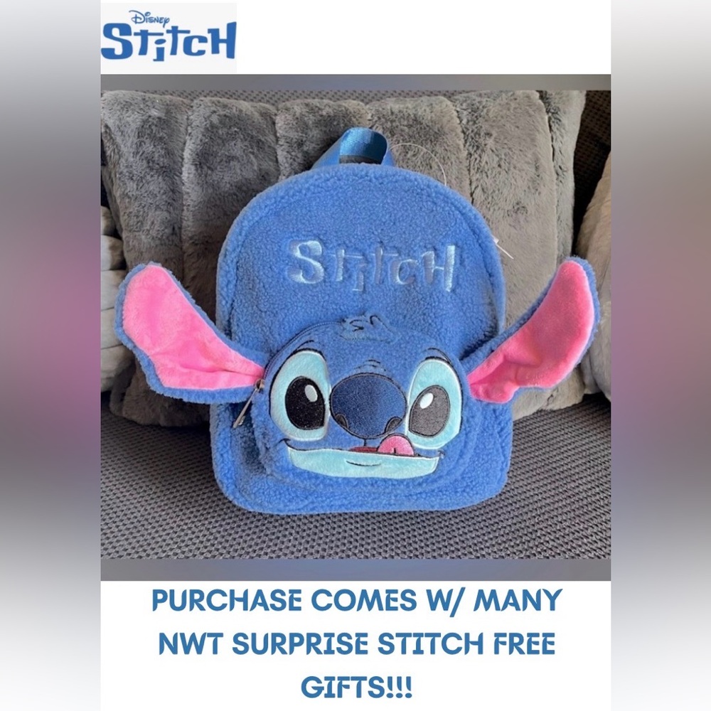 NWT! STITCH BACKPACK! SOFT & COMFY! LOADED WITH FREE NWT STITCH ITEMS!